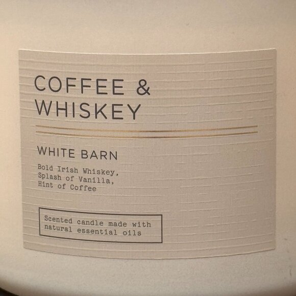 BBW Coffee & Whiskey White Barn Bath & Body Works 3 Wick Candle - Picture 3 of 10